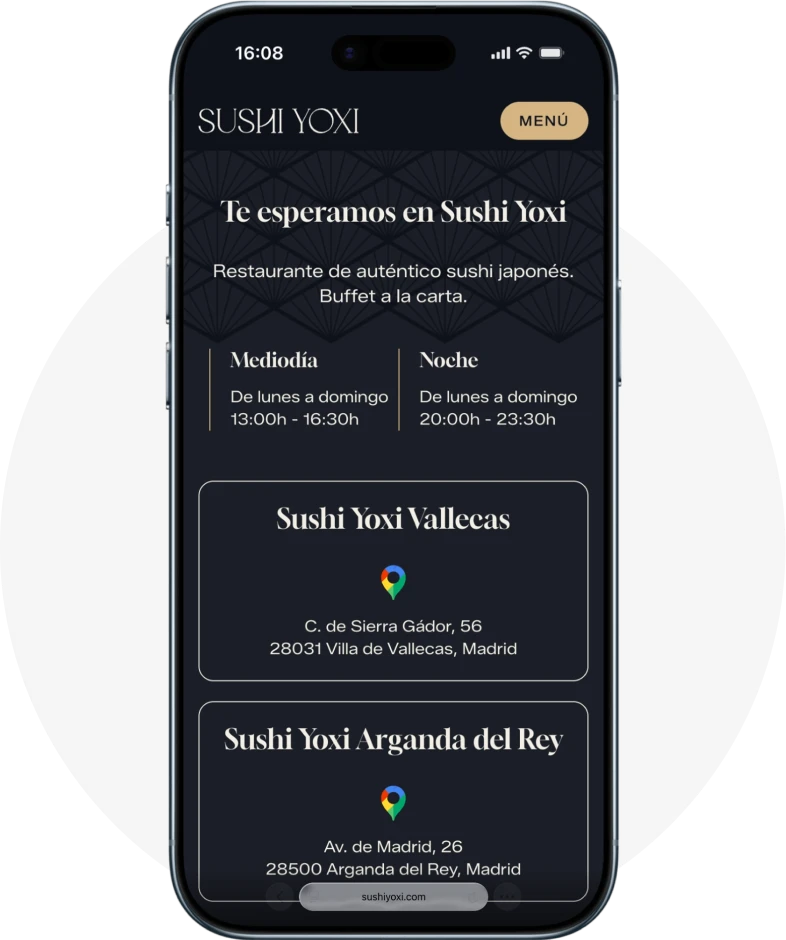 los horarios en web de restaurante