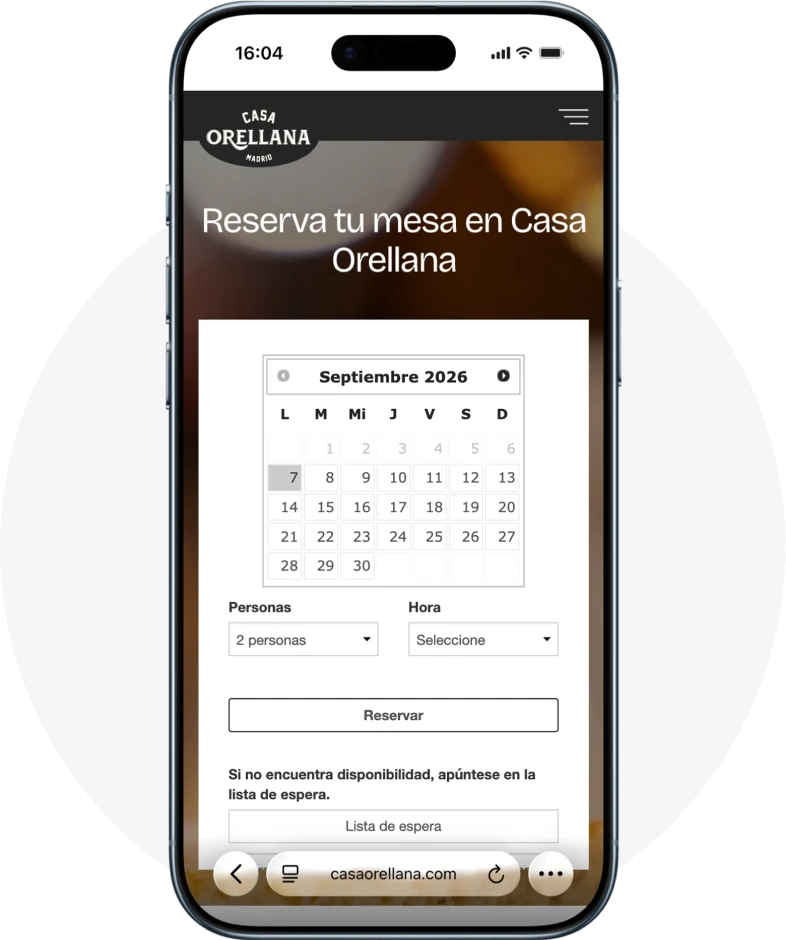 reserva facil y rapido en web de restaurante