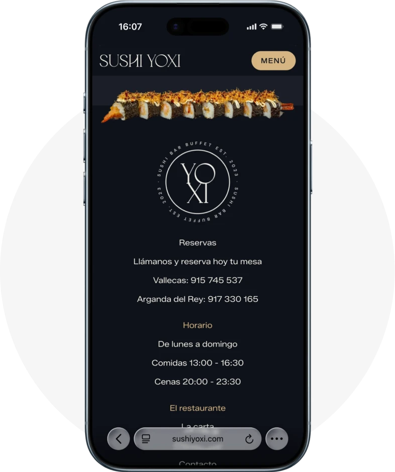 telefono antes que movil en web de restaurante